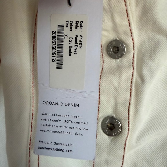 Kowtow Dress Panel Sustainable Organic Denim Ecru Minimal Ethical Capsule Xl Nwt — image 6 of 8